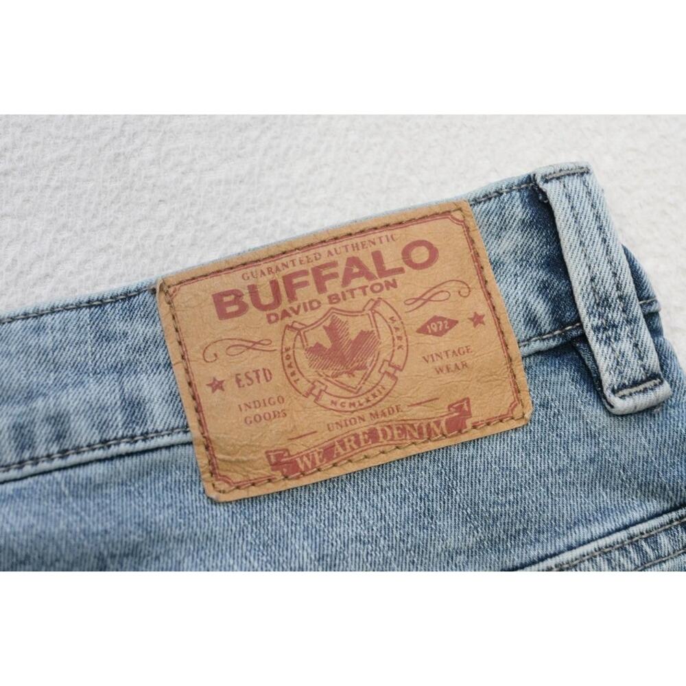 Buffalo David Bitton Buckle Six Straight Stretch Denim Jeans Rugged Mens 38 x 30